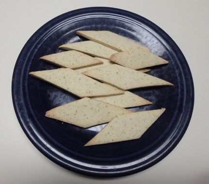 Here's the finished rosemary shortbread cookies. Next time I make this I will probably cut them into smaller sections.